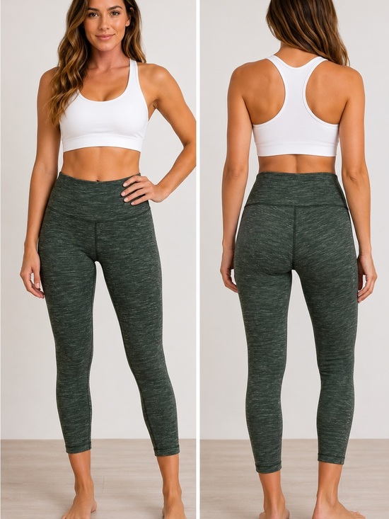 lululemon athletica Pants - lululemon athletica Heathered Olive High-Rise Cropped Leggings